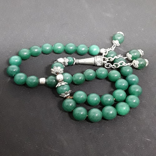Authentic Green Jasper (Precious Stone) Prayer Beads/Tasbih in Counts of 33
