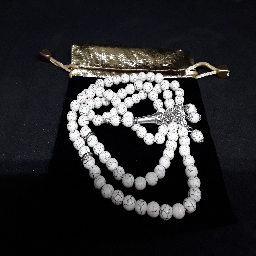 Authentic White Jasfar Beads Tasbih in Counts of 99